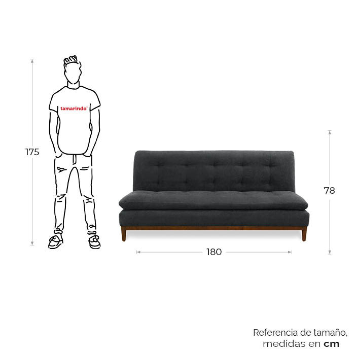 Futon Tela Gris Oxford Edak | Sofá Cama y Futones | salas